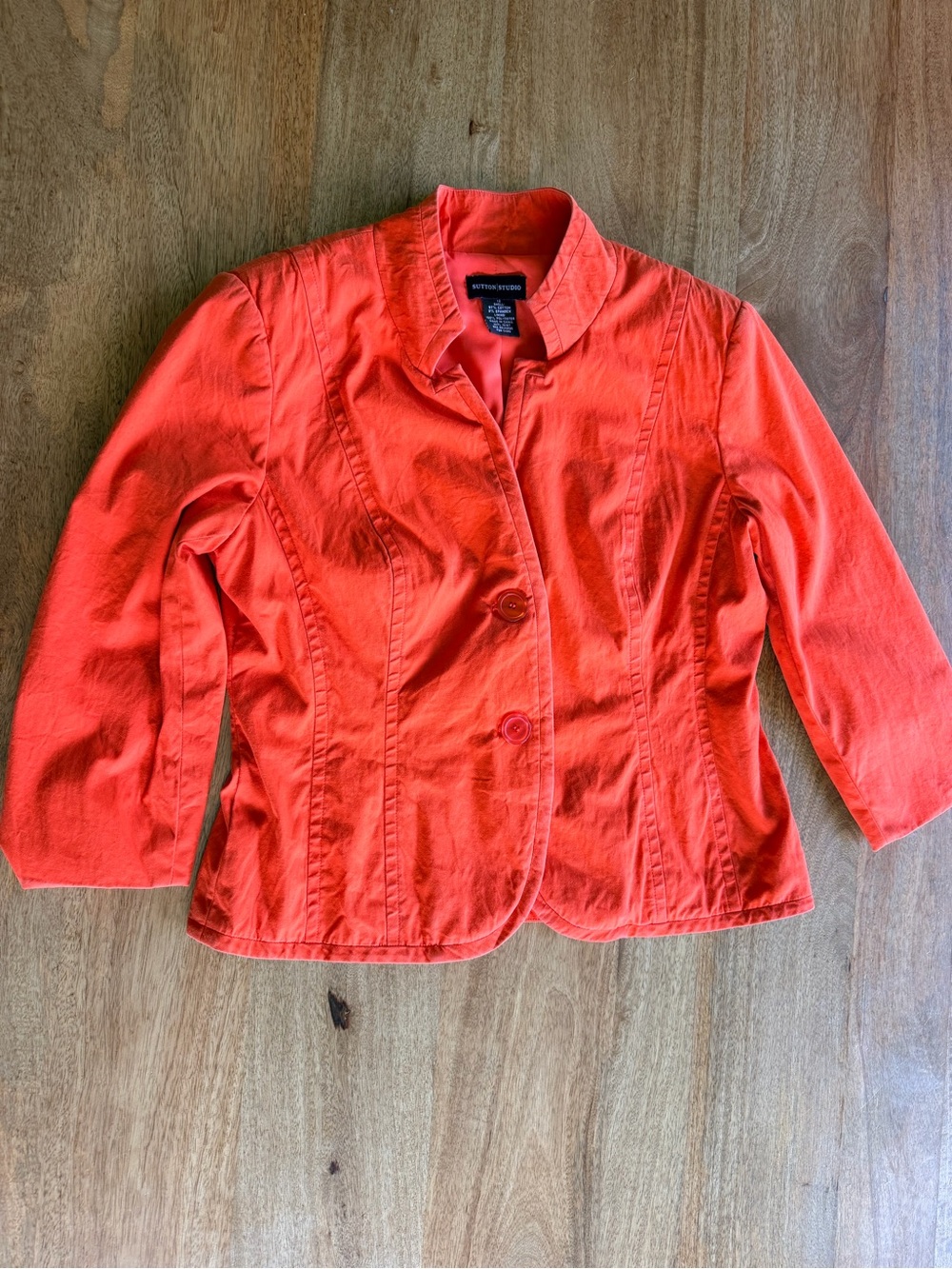 Sutton Studio Bright Coral Fitted Blazer